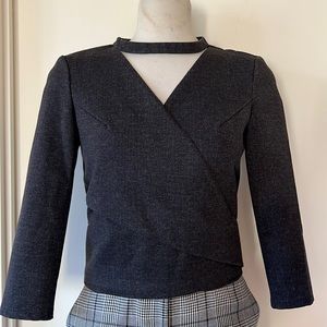 Marciano Grey Fitted Faux Wrap Top Sz M VGUC